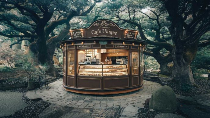 Découvrez le Café Unique : Pâtisserie Japonaise avec Espaces Rotatifs à 45° au Coeur d&rsquo;une Forêt Ancestrale !